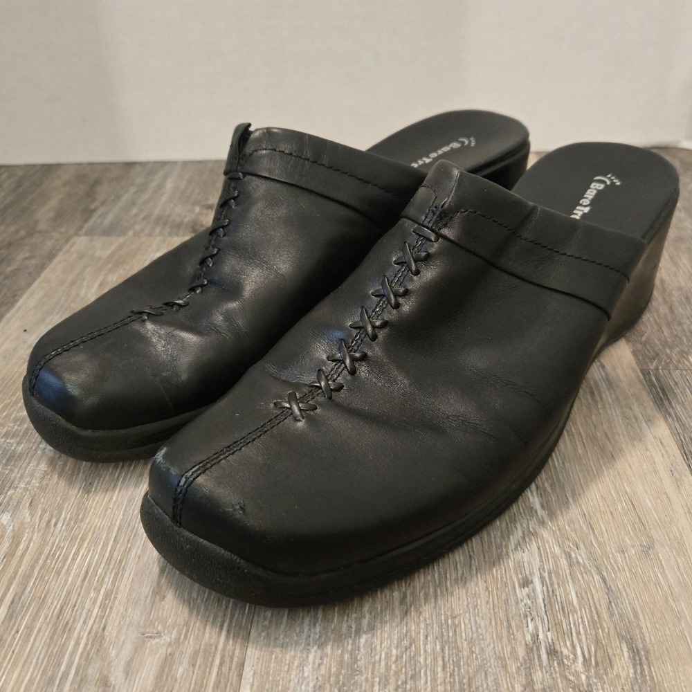Bare Traps Black‎ Leather Clogs Mules Slip On Shoes Comfortable 11M